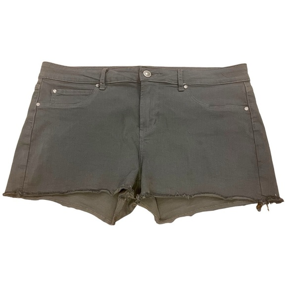 Articles Of Society Pants - Articles of Society Madre Frayed Denim 3” Jean Shorts in Pompano/Olive Green